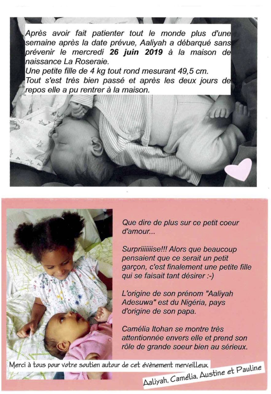 Les parents de Aaliyah Maison de naissance la Roseraie